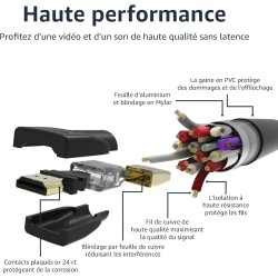 Amazon Basics Lot de 24 câbles HDMI 4K de 1.8 m - Haute performance 18 Gbps avec Ethernet, 4K@60Hz, 2160p, Noir