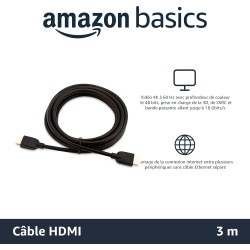 Amazon basics hdmi cable, 10ft, 4k@60hz, high-speed 4k hdmi 2.0 cord (18gbps), 2160p, 48 bit, compatible with tv/ps5/xbox/roku, 