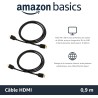 Amazon Basics Lot de 2 câbles HDMI 4K de 0,9 m - Haute performance 18 Gbps avec Ethernet, 4K@60Hz, 2160p, Noir, (0.9 m)