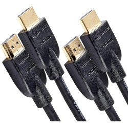 Amazon Basics Lot de 2 câbles HDMI 4K de 3 m - Haute performance 18 Gbps avec Ethernet, 4K@60Hz, 2160p, Noir