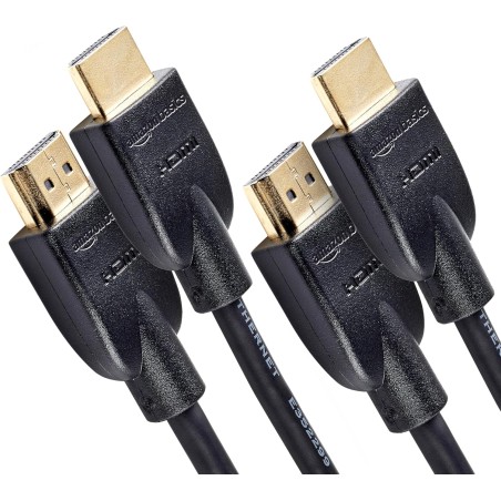 Amazon Basics Lot de 2 câbles HDMI 4K de 3 m - Haute performance 18 Gbps avec Ethernet, 4K@60Hz, 2160p, Noir