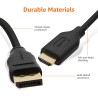 Amazon Basics Câble DisplayPort (Source) vers HDMI (écran), unidirectionnel, 4k à 30 Hz, 1920x1200, 1080p, connecteurs plaqués O