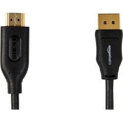 Amazon Basics Câble DisplayPort vers HDMI avec connecteurs plaqués Or - 7.6 m, Noir