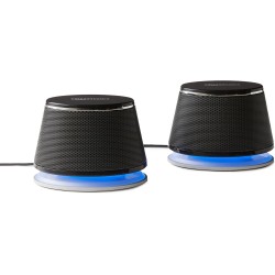 Amazon Basics Haut-parleurs stéréo 2.0 pour PC ou ordinateur portable, entrée auxiliaire 3,5 mm, alimentation USB, 1 paire, noir