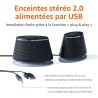 Amazon Basics Haut-parleurs stéréo 2.0 pour PC ou ordinateur portable, entrée auxiliaire 3,5 mm, alimentation USB, 1 paire, noir
