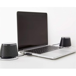 Amazon Basics Haut-parleurs stéréo 2.0 pour PC ou ordinateur portable, entrée auxiliaire 3,5 mm, alimentation USB, 1 paire, noir