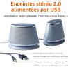 Amazon Basics Haut-parleurs stéréo 2.0 pour PC ou ordinateur portable, entrée auxiliaire 3,5 mm, alimentation USB, 1 paire, Arge