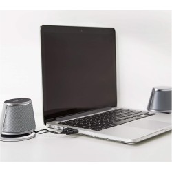 Amazon Basics Haut-parleurs stéréo 2.0 pour PC ou ordinateur portable, entrée auxiliaire 3,5 mm, alimentation USB, 1 paire, Arge