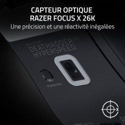 Razer DeathAdder V3 HyperSpeed - Souris e-Sport Gaming Ergonomique sans Fil Ultra légère avec 26K DPI (55g léger, revêtement Sof