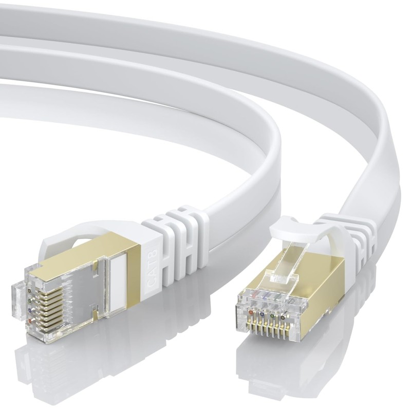 BUSOHE Câble Ethernet Cat 8 0,5M, Câble Réseau LAN Gigabit RJ45 Plat Haute Vitesse, Cordon de Brassage Internet 40Gbps 2000MHz c