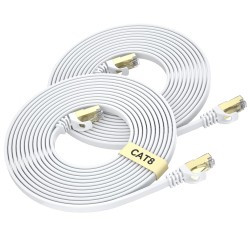 BUSOHE Cat 8 Câble Ethernet 1M 2 Pièces, Câble Réseau LAN Gigabit RJ45 Plat Haute Vitesse, Cordon de Brassage Internet 40Gbps 20