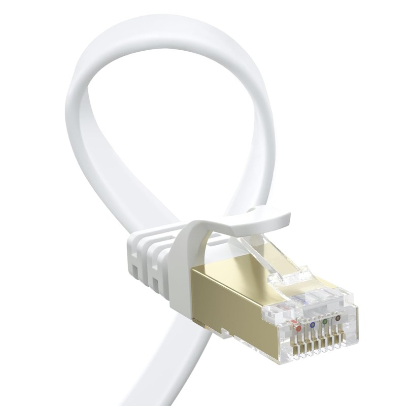 BUSOHE Câble Ethernet Cat 8 4M, Câble Réseau LAN Gigabit RJ45 Plat Haute Vitesse, Cordon de Brassage Internet 40Gbps 2000MHz pou