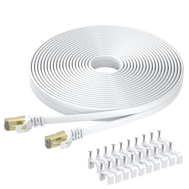 BUSOHE Câble Ethernet Cat 8 6M, Câble Réseau LAN Gigabit RJ45 Plat Haute Vitesse, Cordon de Brassage Internet 40Gbps 2000MHz pou