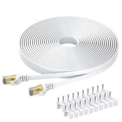 BUSOHE Câble Ethernet Cat 8 25M, Câble Réseau LAN Gigabit RJ45 Plat Haute Vitesse, Cordon de Brassage Internet 40Gbps 2000MHz po