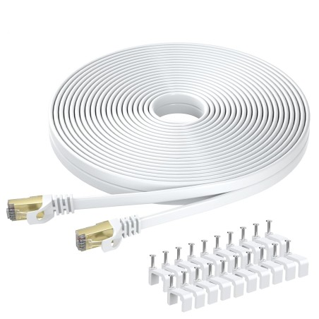 BUSOHE Câble Ethernet Cat 8 30M, Câble Réseau LAN Gigabit RJ45 Plat Haute Vitesse, Cordon de Brassage Internet 40Gbps 2000MHz po