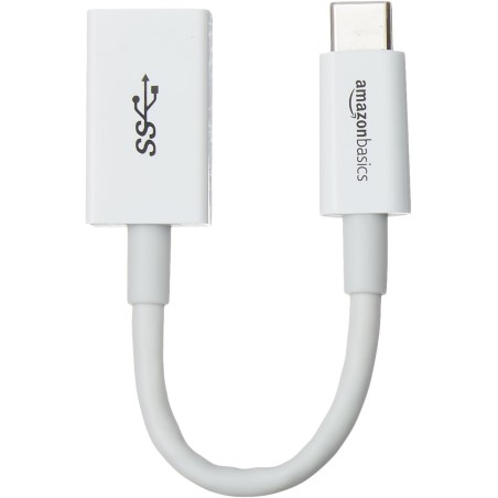 Amazon Basics Câble Adaptateur Femelle USB 3.1 Gen 1 USB-C vers USB-A, Haut débit 5 Gbit/s, certifié USB-If, pour Ordinateurs Po