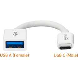Amazon Basics Câble Adaptateur Femelle USB 3.1 Gen 1 USB-C vers USB-A, Haut débit 5 Gbit/s, certifié USB-If, pour Ordinateurs Po