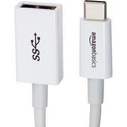 Amazon Basics Câble Adaptateur Femelle USB 3.1 Gen 1 USB-C vers USB-A, Haut débit 5 Gbit/s, certifié USB-If, pour Ordinateurs Po