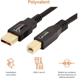 Amazon Basics Cable Imprimante 2.0 USB-A a USB-B (1.8 m) Noir