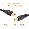 Amazon Basics Cable Imprimante 2.0 USB-A a USB-B (1.8 m) Noir