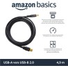 Amazon Basics PC045 Câble d'imprimante USB-A 2.0 mâle vers USB-B mâle, 4.8 m, Noir
