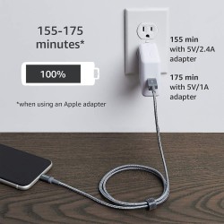Amazon Basics Câble USB-A vers Lightning en nylon tressé Chargeur certifié MFi pour iPhone, 0.9 m, Gris foncé