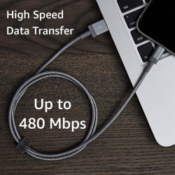 Amazon Basics Câble USB-A vers Lightning en nylon tressé Chargeur certifié MFi pour iPhone, 0.9 m, Gris foncé