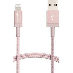 Amazon Basics Câble USB-A vers Lightning en nylon tressé Chargeur certifié MFi pour iPhone Rose doré, 0.9 m