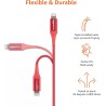 Amazon Basics Câble USB-A vers Lightning en nylon tressé Chargeur certifié MFi pour iPhone Rouge 1.8 m