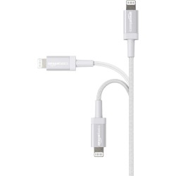 Amazon Basics Câble USB-A vers Lightning en nylon tressé Chargeur certifié MFi pour iPhone Argenté 1.8 m