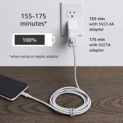 Amazon Basics Câble USB-A vers Lightning en nylon tressé Chargeur certifié MFi pour iPhone Argenté 1.8 m