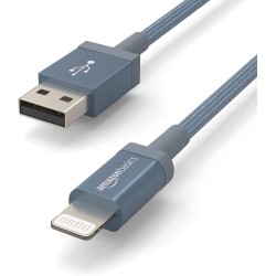 Amazon Basics Câble USB-A vers Lightning en nylon tressé Chargeur certifié MFi pour iPhone, 1.8 m, Gris foncé