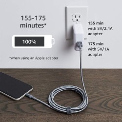 Amazon Basics Câble USB-A vers Lightning en nylon tressé Chargeur certifié MFi pour iPhone Gris foncé 0.9 m Lot de 2