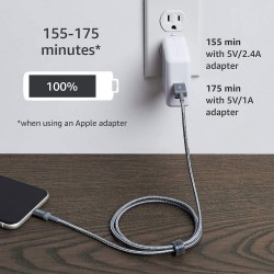 Amazon Basics Câble USB-A vers Lightning en nylon tressé Chargeur certifié MFi pour iPhone Gris foncé 0.9 m Lot de 2
