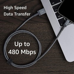 Amazon Basics Câble USB-A vers Lightning en nylon tressé Chargeur certifié MFi pour iPhone Gris foncé 0.9 m Lot de 2