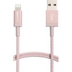 Amazon Basics Câble USB-A vers Lightning en nylon tressé Chargeur certifié MFi pour iPhone Rose doré, 1.8 m