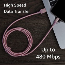 Amazon Basics Câble USB-A vers Lightning en nylon tressé Chargeur certifié MFi pour iPhone Rose doré, 1.8 m