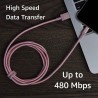 Amazon Basics Câble USB-A vers Lightning en nylon tressé Chargeur certifié MFi pour iPhone Rose doré, 1.8 m