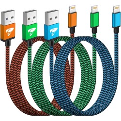 Aioneus Cable iPhone Chargeur iPhone [2m/Lot de 3] Cable Lightning USB MFi Certifié Nylon Tressé Cordon i Phone Charge Rapide Fi