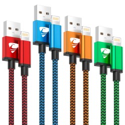 Aioneus Cable iPhone Chargeur iPhone [0.5M+1M+1.5M+2M] Cable Lightning USB MFi Certifié Nylon Tressé Cordon Charge Rapide Fil Ul