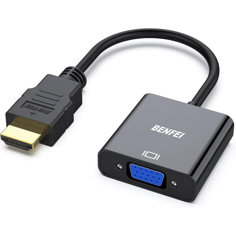 BENFEI Adaptateur HDMI vers VGA, (mâle vers Femelle) pour Bureau, Ordinateur Portable, PC, Moniteur, projecteur, HDTV, Chromeboo