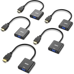 BENFEI - Câble HDMI vers VGA, plaqué Or, Lot de 5, mâle-Femelle pour Ordinateur, Ordinateur Portable, PC, Moniteur, projecteur, 