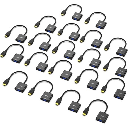 Adaptateur HDMI vers VGA, BENFEI Lot de 20 adaptateurs HDMI vers VGA plaqués Or (mâle vers Femelle) pour Ordinateur, PC, Moniteu