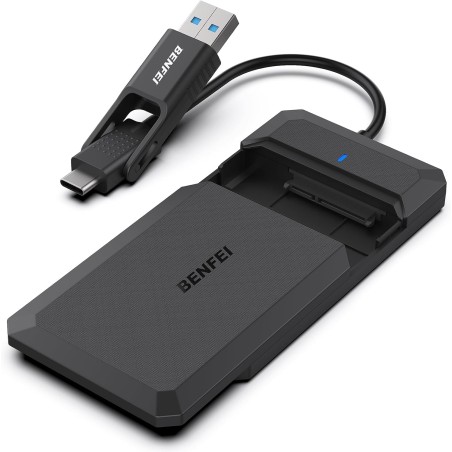 BENFEI Boîtier Externe pour Disque Dur 2,5", boîtier USB 3.2 Gen 1 6Gbps pour SATA HDD et SSD de 2,5'' et 7/9,5 mm, USB C/A 2 en