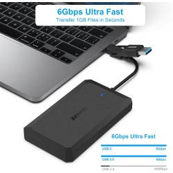 BENFEI Boîtier Externe pour Disque Dur 2,5", boîtier USB 3.2 Gen 1 6Gbps pour SATA HDD et SSD de 2,5'' et 7/9,5 mm, USB C/A 2 en