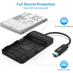 BENFEI Boîtier Externe pour Disque Dur 2,5", boîtier USB 3.2 Gen 1 6Gbps pour SATA HDD et SSD de 2,5'' et 7/9,5 mm, USB C/A 2 en