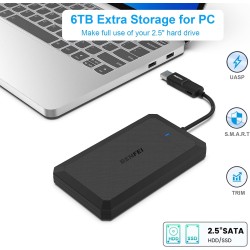 BENFEI Boîtier Externe pour Disque Dur 2,5", boîtier USB 3.2 Gen 1 6Gbps pour SATA HDD et SSD de 2,5'' et 7/9,5 mm, USB C/A 2 en