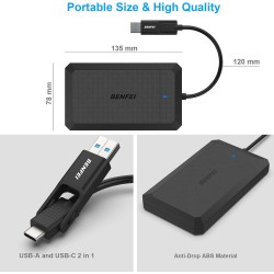 BENFEI Boîtier Externe pour Disque Dur 2,5", boîtier USB 3.2 Gen 1 6Gbps pour SATA HDD et SSD de 2,5'' et 7/9,5 mm, USB C/A 2 en