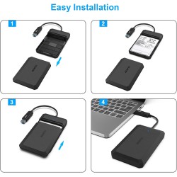 BENFEI Boîtier Externe pour Disque Dur 2,5", boîtier USB 3.2 Gen 1 6Gbps pour SATA HDD et SSD de 2,5'' et 7/9,5 mm, USB C/A 2 en