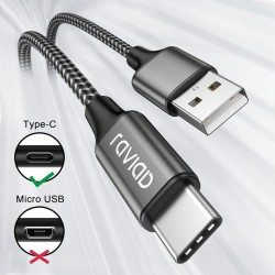 Raviad cable usb c charge rapide 3.1a, [0.15m, lot de 2] câble usb vers usb c court nylon cable chargeur type c pour iphone 17 1